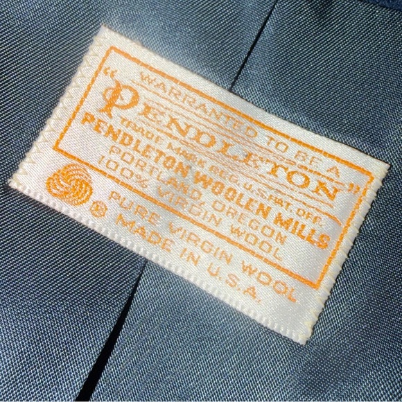 Vintage 70s Pendleton Gorgeous Classic Navy Blue 100% Virgin Wool Blazer, Sz 10 - Picture 13 of 14